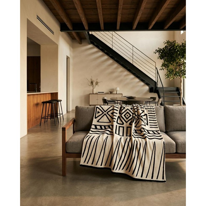 Pokrowiec Na Sofę Shp Corde Beżowy /      Czarny