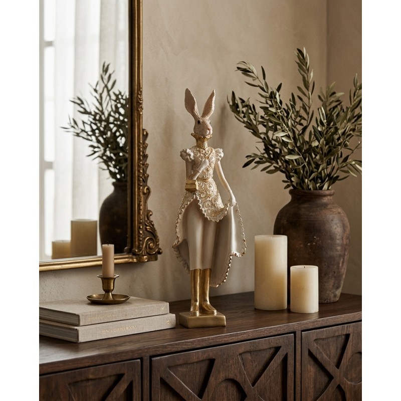 Figurka Dekoracyjna Shp Rabbit Beżowa /   Złota