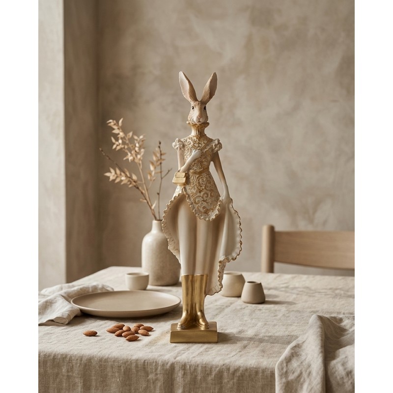 Figurka Dekoracyjna Shp Rabbit Beżowa /   Złota