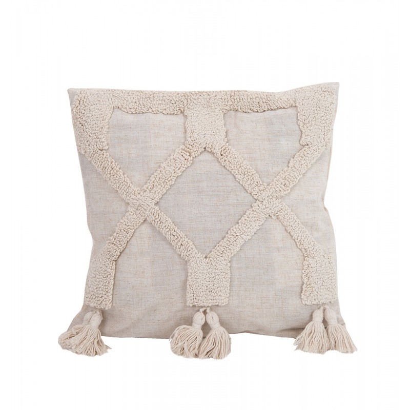 Poduszka Dekoracyjna Z Frędzlami Shp      Bohi Beżowa