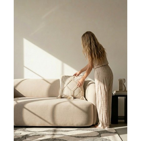 Poduszka Dekoracyjna Z Frędzlami Shp      Bohi Beżowa