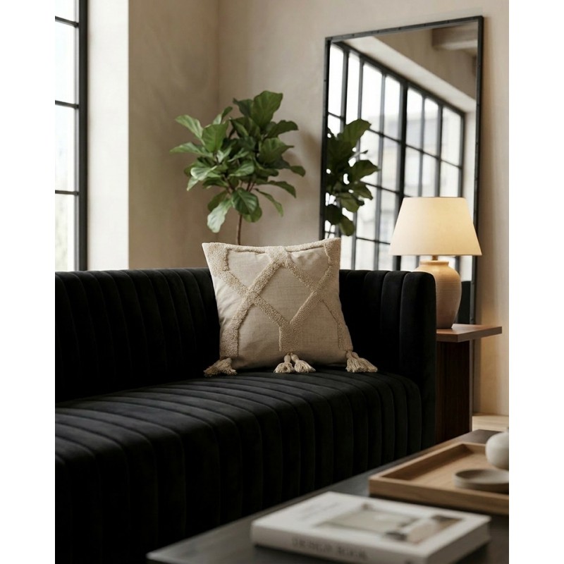 Poduszka Dekoracyjna Z Frędzlami Shp      Bohi Beżowa