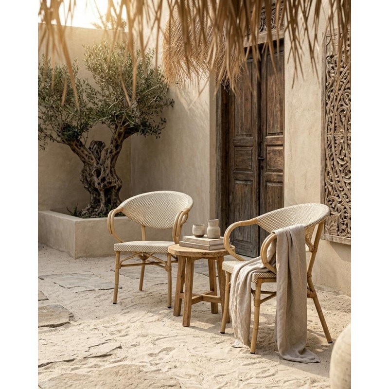Krzesło BISTRO PARIS ARM jasnobrązowe rattan