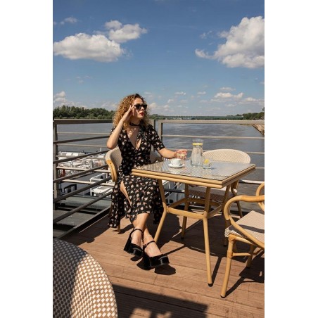 Krzesło BISTRO PARIS ARM jasnobrązowe rattan