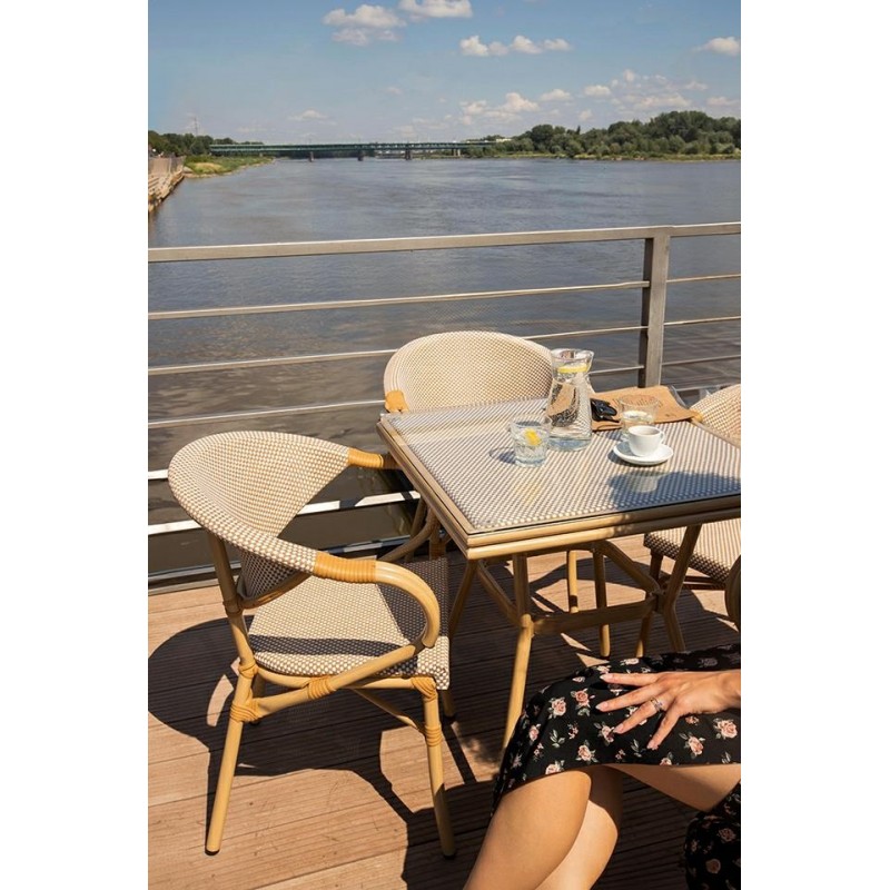 Krzesło BISTRO PARIS ARM jasnobrązowe rattan