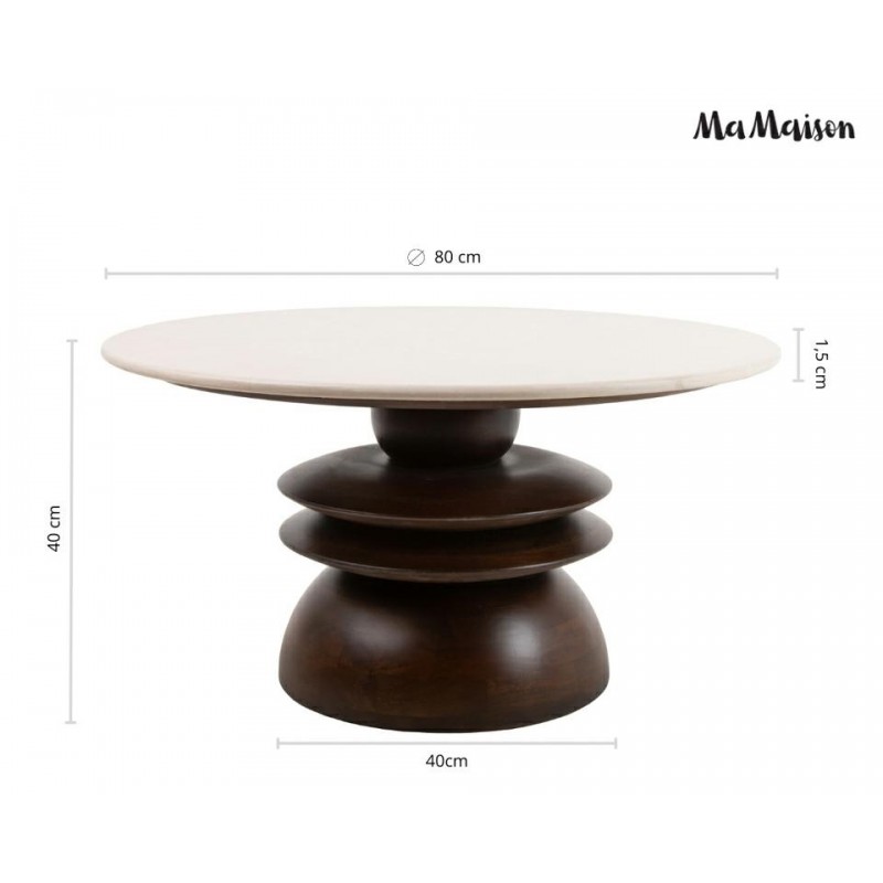 Mamaison Stolik Kawowy Ronda 80 Drewno    Mango / Marmur