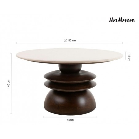 Mamaison Stolik Kawowy Ronda 80 Drewno    Mango / Marmur