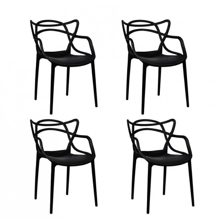 Modesto Zestaw 4 Krzeseł Hilo Czarne -    Polipropylen