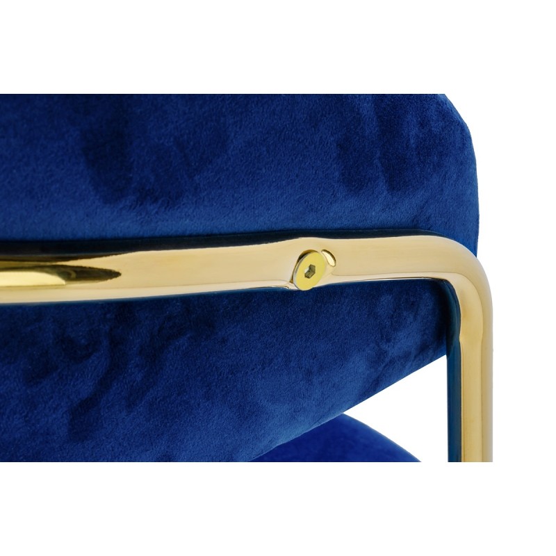 Zestaw 6 Krzeseł Margo Ciemny Niebieski   - Welur, Podstawa Złota
