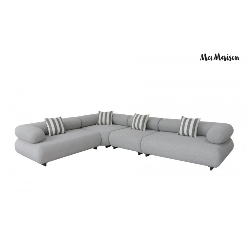 Mamaison Sofa Narożna Ogrodowa Alexander  4 Szara (Poduszki I Pokrowiec W Zestawie)