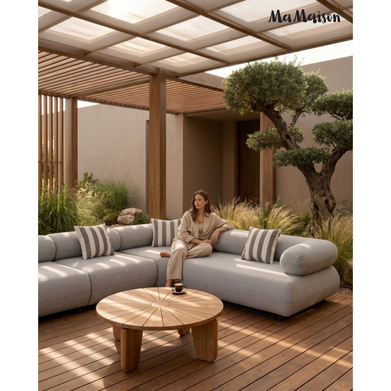 Mamaison Sofa Narożna Ogrodowa Alexander  4 Szara (Poduszki I Pokrowiec W Zestawie)