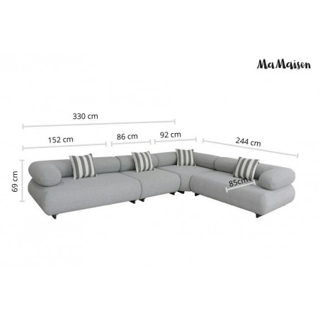 Mamaison Sofa Narożna Ogrodowa Alexander  4 Szara (Poduszki I Pokrowiec W Zestawie)