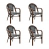 Zestaw 4 Krzeseł Ogrodowych Cafe Paris    Arm Brązowy Rattan