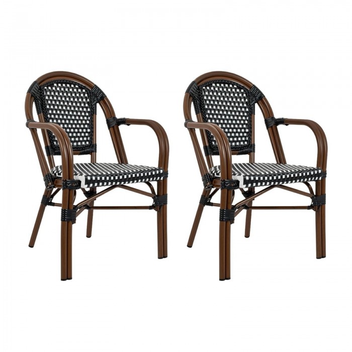 Zestaw 2 Krzeseł Ogrodowych Cafe Paris    Arm Brązowy Rattan