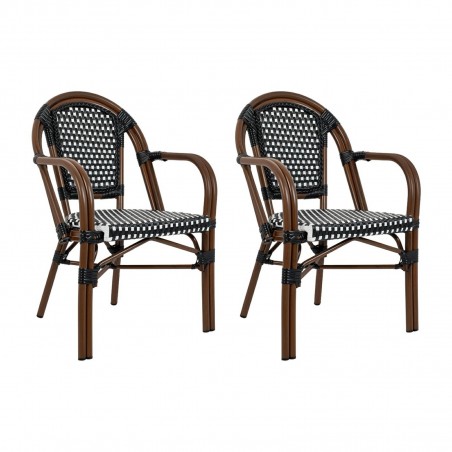 Zestaw 2 Krzeseł Ogrodowych Cafe Paris    Arm Brązowy Rattan