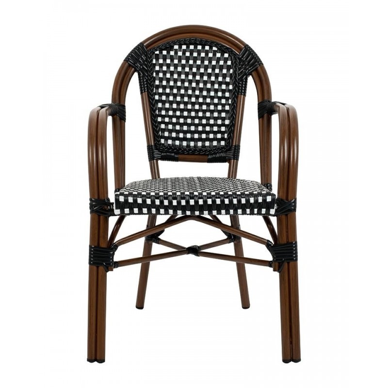 Zestaw 2 Krzeseł Ogrodowych Cafe Paris    Arm Brązowy Rattan