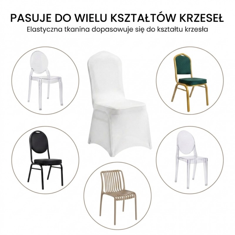 Zestaw 6 Krzeseł Bankietowych Hera + 6    Pokrowców Weding