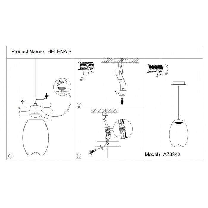 Azzardo Lampa Wisząca Helena B Mosiądz