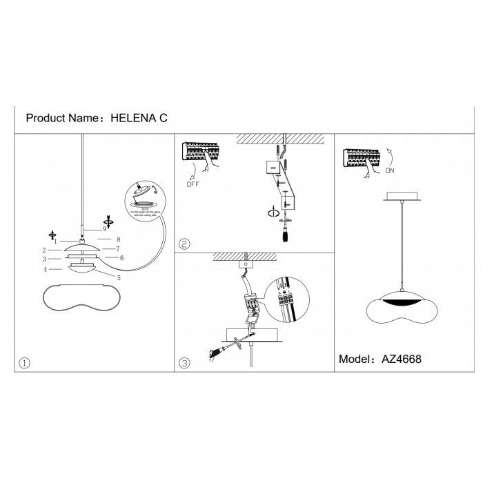 Azzardo Lampa Wisząca Helena C Mosiądz