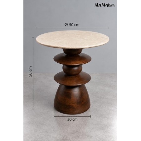Mamaison Stolik Ronda 50 Drewno Mango /   Marmur