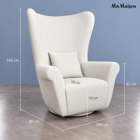Mamaison Fotel Obrotowy Grosdos Biały /   Chenille