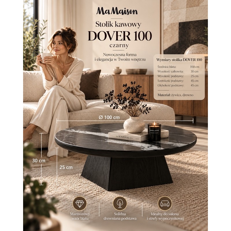 Mamaison Stolik Kawowy Dover 100 Czarny