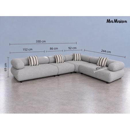 Mamaison Sofa Narożna Ogrodowa Alexander  4 Szara (Poduszki I Pokrowiec W Zestawie)