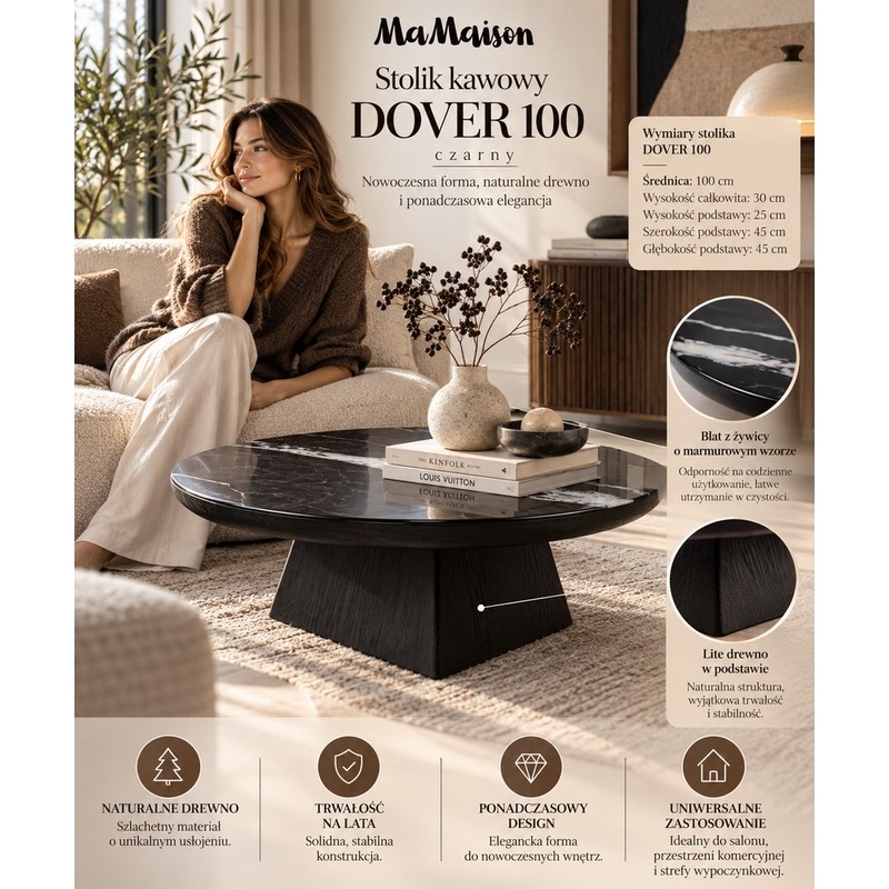 Mamaison Stolik Kawowy Dover 100 Czarny