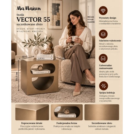 Mamaison Stolik Vector 55 Szczotkowane    Złoto