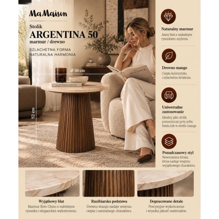 Mamaison Stolik Argentina Marmur /        Drewno