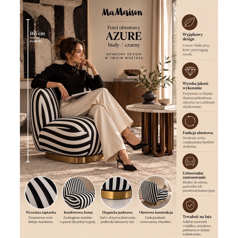 Mamaison Fotel Obrotowy Azure Biały /     Czarny