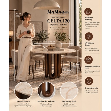 Mamaison Stół Jadalniany Celta 120        Brązowy / Drewno Mango