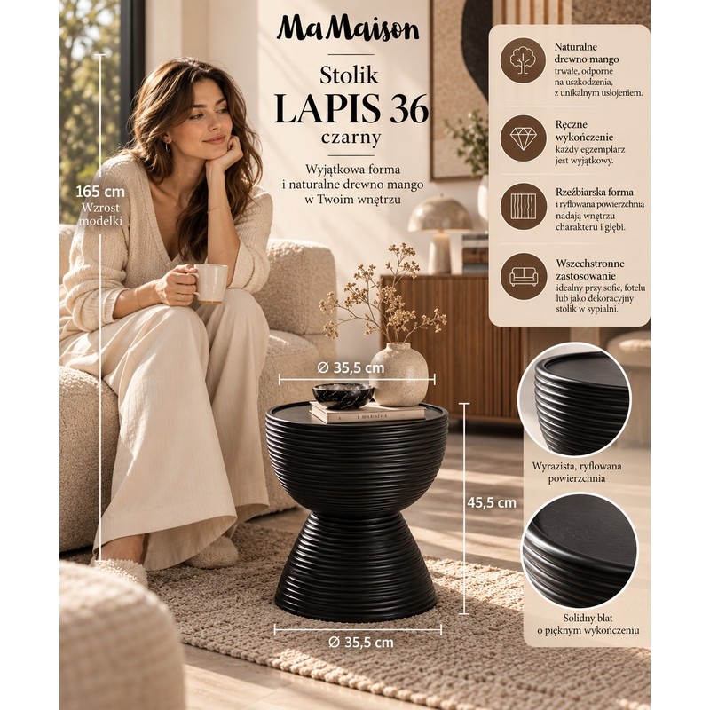 Mamaison Stolik Lapis 36 Czarny