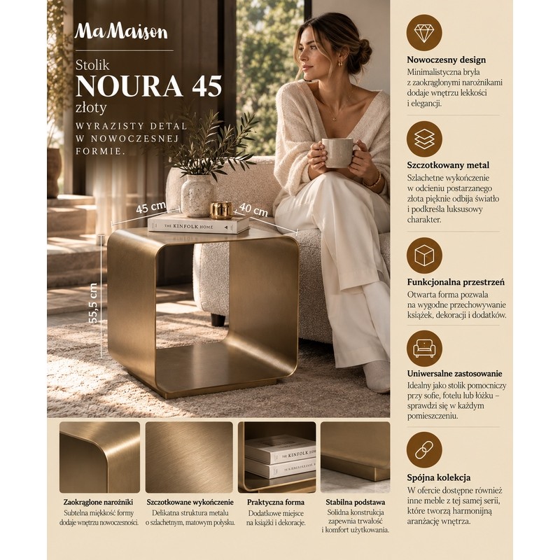 Mamaison Stolik Noura 45 Złoty