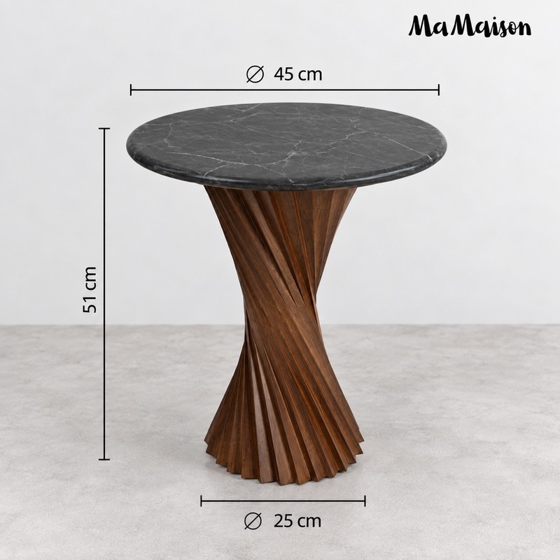 Mamaison Stolik Tango 45 Marmur / Drewno  Mango