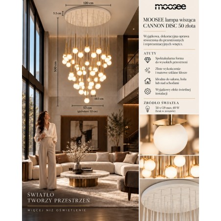 Moosee Lampa Wisząca Cannon Disc 50       Złota