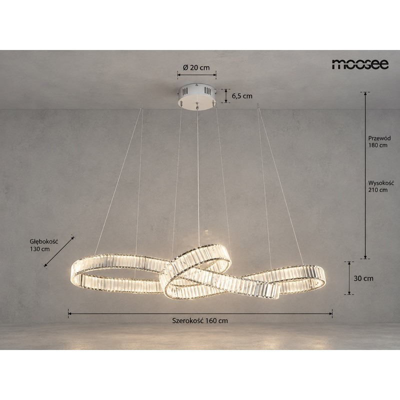 MOOSEE lampa wisząca WAVE 160B chrom