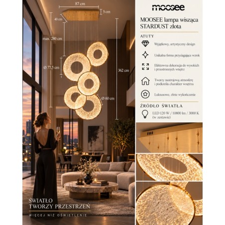 Moosee Lampa Wisząca Stardust Złota