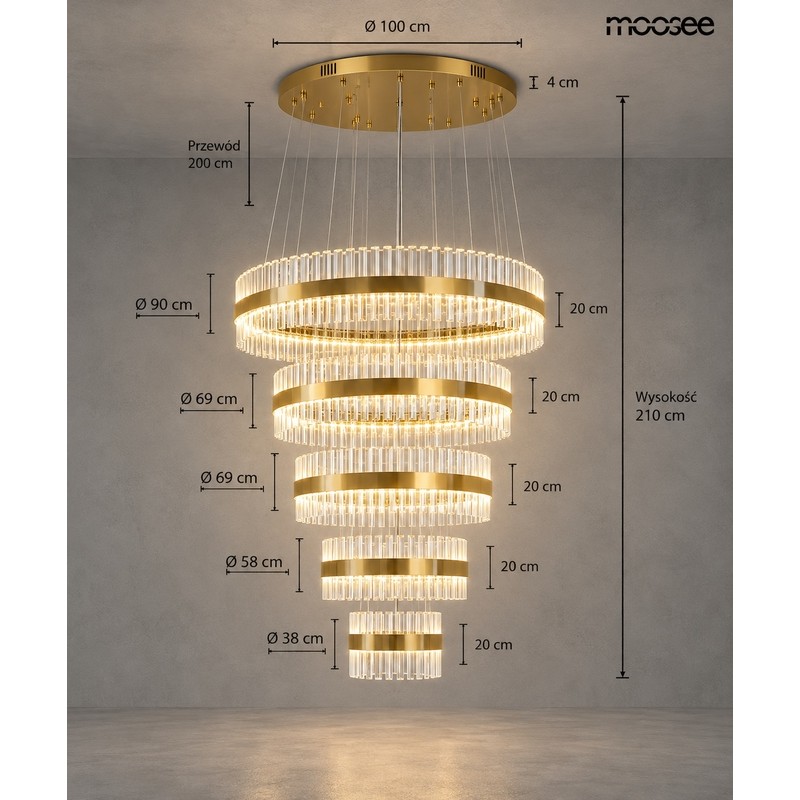 MOOSEE lampa wisząca GHIA 5 złota