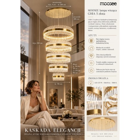 MOOSEE lampa wisząca GHIA 5 złota