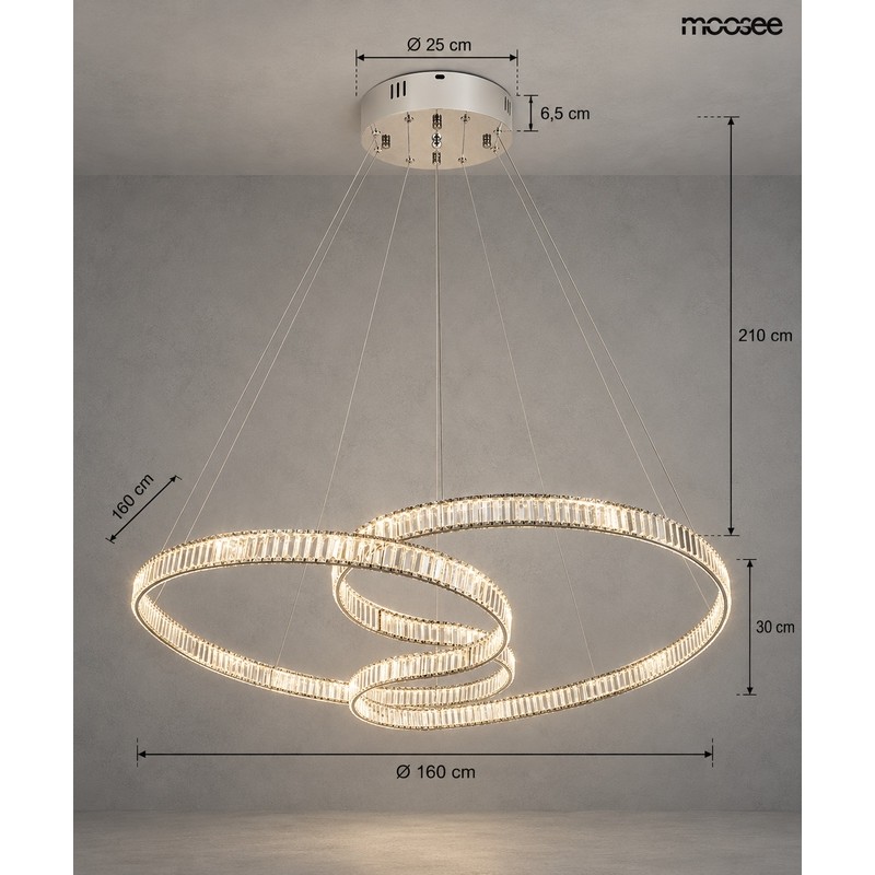 MOOSEE lampa wisząca WAVE 160A chrom
