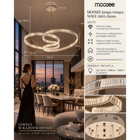 MOOSEE lampa wisząca WAVE 160A chrom