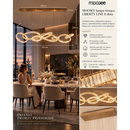 MOOSEE lampa wisząca LIBERTY LINE 8 złota