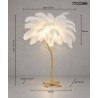 Lampa podłogowa TIFFANY 175 biała  mosiądz / naturalne pióra