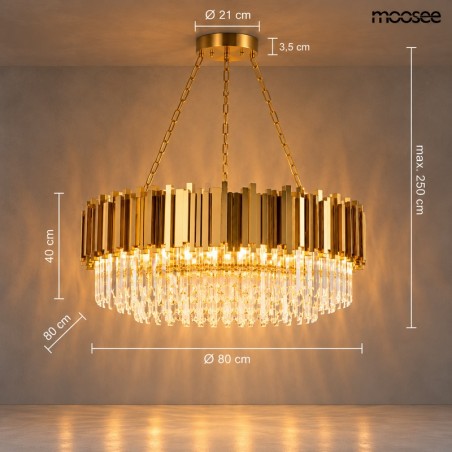 Lampa wisząca IMPERIAL GOLD 80 - stal, kryształ
