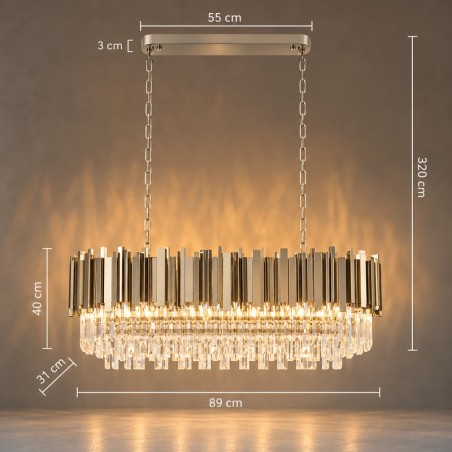 Lampa wisząca IMPERIAL LONG SILVER 90 - stal, kryształ