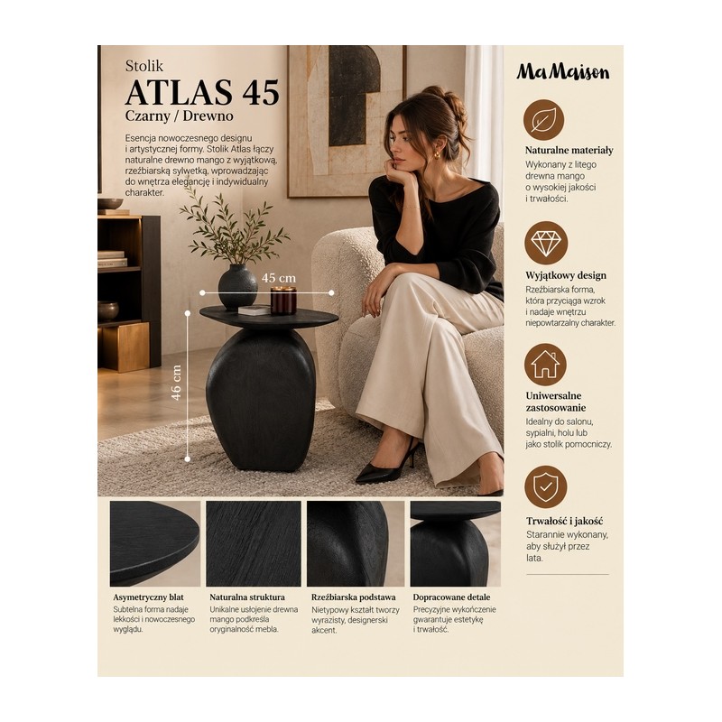 Mamaison Stolik Atlas Czarny