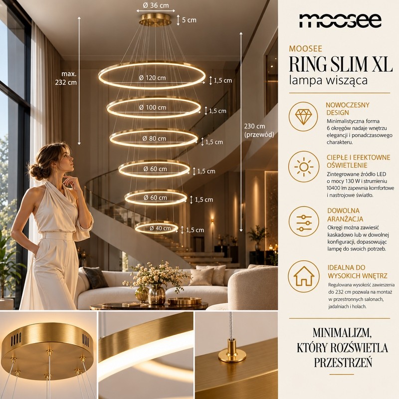 MOOSEE lampa wisząca RING SLIM XL złota